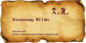 Korponay Milán névjegykártya