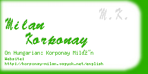 milan korponay business card